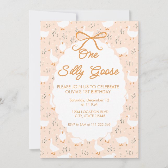 Invitation Une oie bête Première partie Anniversaire Invitati (Devant)