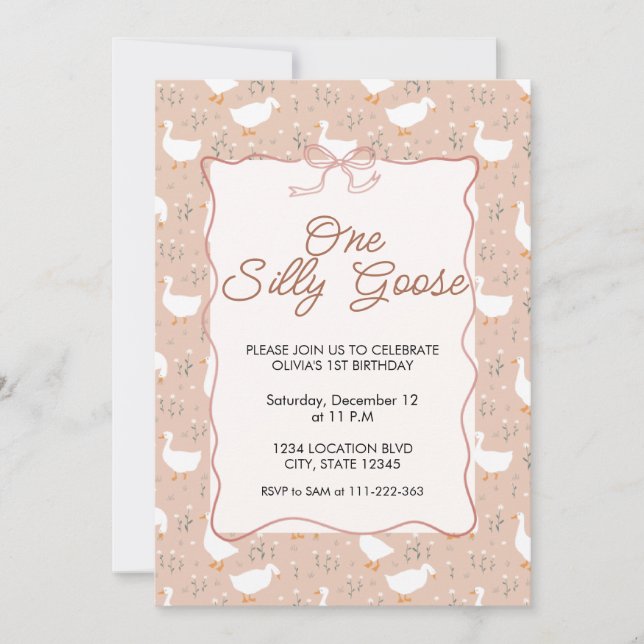Invitation Une oie bête Première partie Anniversaire Invitati (Devant)