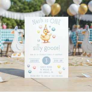 Invitation Une oie idiote, fête d'anniversaire pour son premi