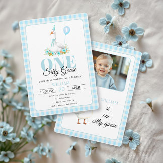 Invitation Une oie idiote, le 1er anniversaire du garçon en v
