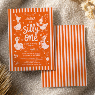 Invitation Une Oie Idiote Orange Brûlé pour le Premier Annive