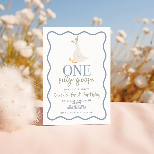 Invitation Une oie soie bleue et verte (Créateur téléchargé)