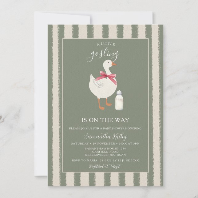 Invitation Une oie sotte arrivera bientôt Baby shower (Devant)