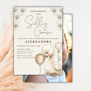 Invitation Une oie sotte Neutre bébé photo 1er anniversaire