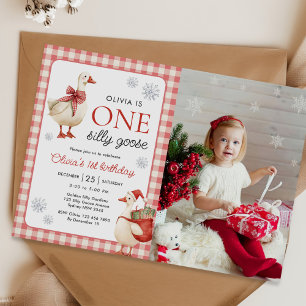 Invitation Une oie sotte Noël 1er anniversaire Photo