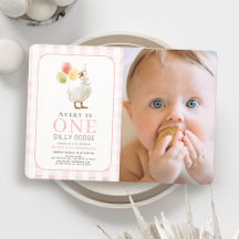 Une oie sotte rose En vichy fille 1er anniversaire