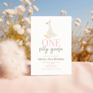 Invitation Une oie sotte rose et vert