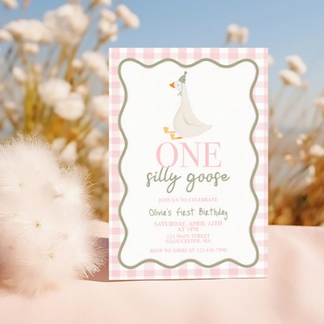 Invitation Une oie sotte rose et verte (Créateur téléchargé)
