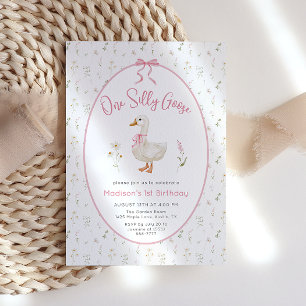 Invitation Une oie sotte Vintage Élégante fille 1er anniversa