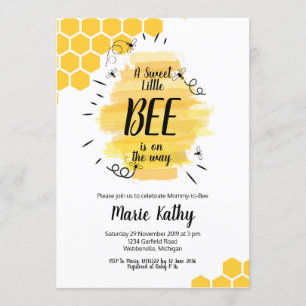Invitation une petite abeille douce est sur le baby shower de