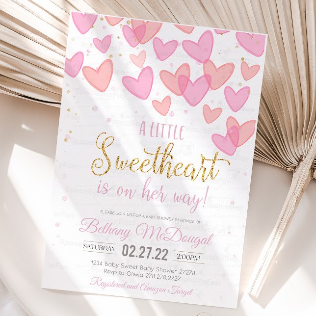 Invitation Une petite amoureuse bébé Valentine arrive  (a little sweetheart is on the way, baby shower,valentine baby shower invitations,a little cutie is o)