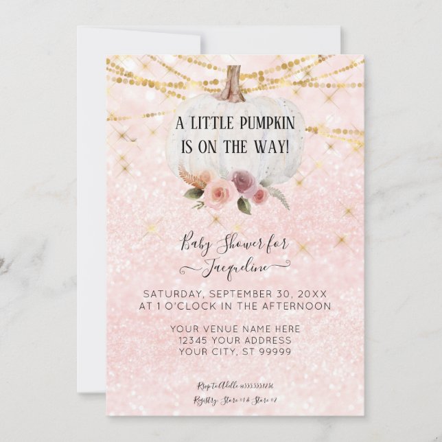 Invitation Une Petite Aquarelle Citrouille Florale Éclairage  (Devant)