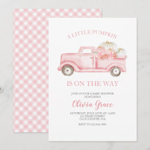 Invitation Une petite baby shower de citrouille camion rose