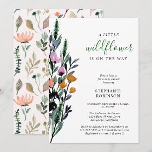 Invitation Une petite Baby Shower de fleur sauvage