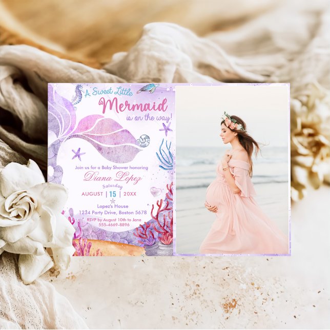 Invitation Une petite Baby shower de sirène douce (Créateur téléchargé)