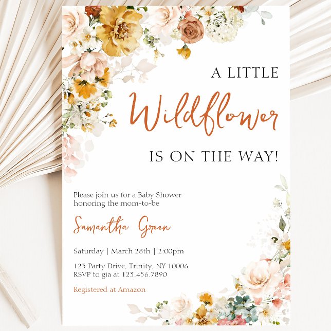 Invitation Une petite Baby Shower Fleur Sauvage (Créateur téléchargé)