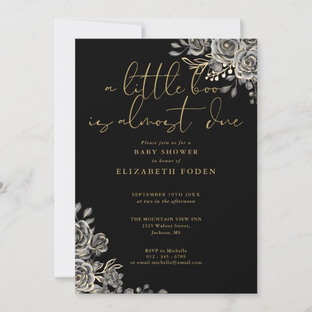 Invitation Une petite Baby Shower gothique QR Code Tout-En-Un (Devant)