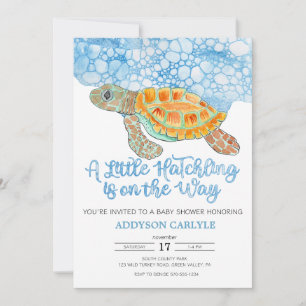 Invitation Une petite Baby Shower pour garçon Tortue de mer n