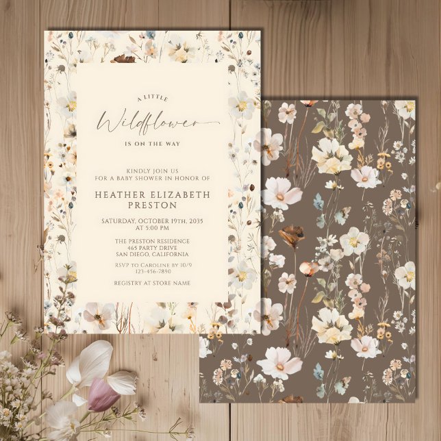 Invitation Une petite baby shower rustique sur le thème des f (Créateur téléchargé)