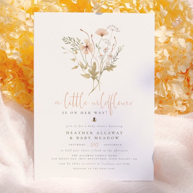 Invitation Une petite Baby Shower thème bohème Fleur des cham (Créateur téléchargé)