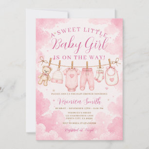 Invitation Une Petite Bébé Fille Adorable Est En Route Baby S