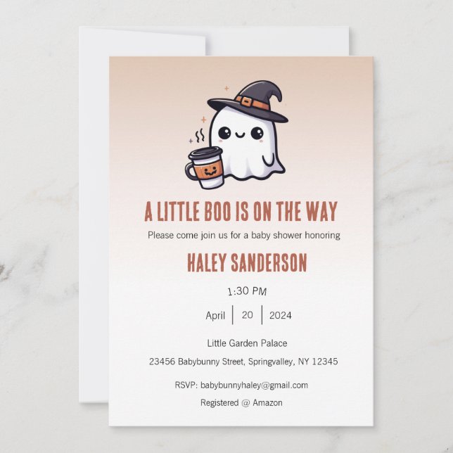 Invitation Une petite boo est en route Invitation, Halloween (Devant)