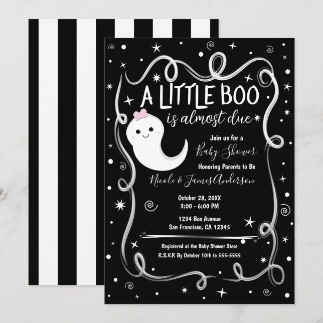 Invitation Une petite boule de poils est presque arrivée Fête (Devant / Derrière)