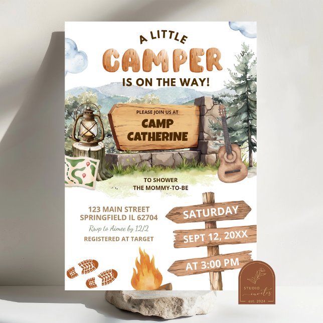 Invitation Une petite campeuse arrive Baby Shower (Créateur téléchargé)