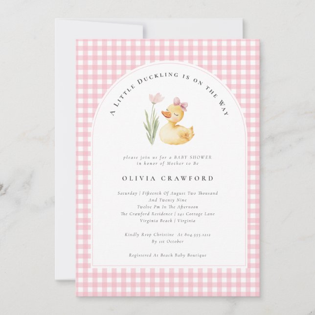 Invitation Une petite canette est en route Fête de bébé Canar (Devant)