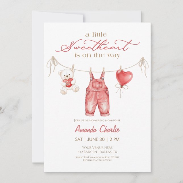 Invitation Une petite chérie Fête prénatale pour bébé garçon  (Devant)