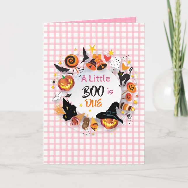Invitation Une petite chouette est due Code QR Gingham Rose D (Devant)