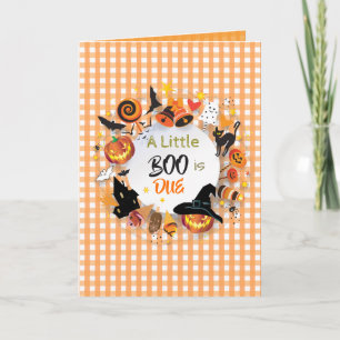 Invitation Une petite chouette est due Orange Gingham Code QR