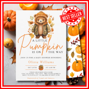 Invitation Une petite citrouille automne automnal OURSON MIGN