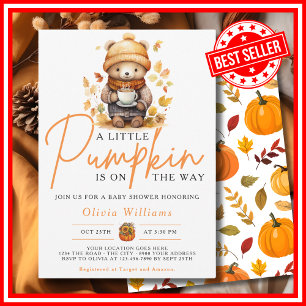 Invitation Une petite citrouille automne automnal OURSON MIGN