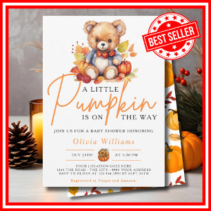 Invitation Une petite citrouille automne bébé ours MIGNON Sho