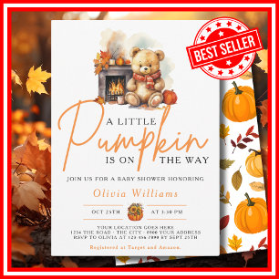 Invitation Une petite citrouille automne bébé ours MIGNON Sho