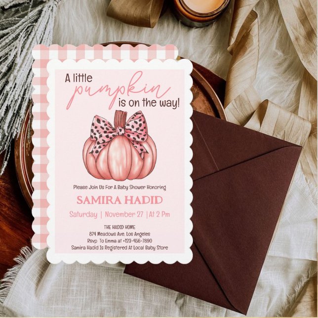 Invitation Une petite citrouille automne bébé rose Baby Showe (Créateur téléchargé)