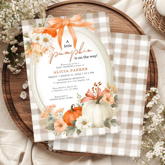 Invitation Une petite citrouille automne bébé shower orange (Créateur téléchargé)