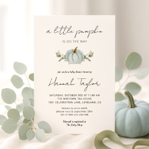 Invitation Une petite citrouille est en route Fête bébé Bleue