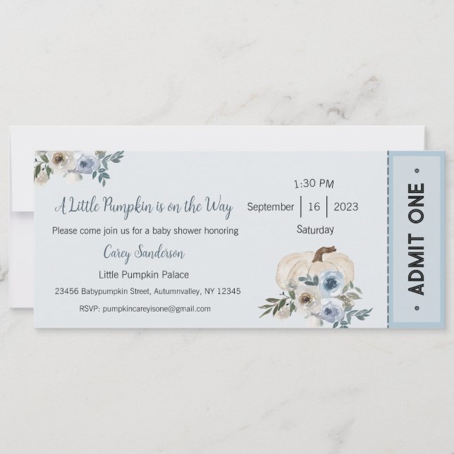 Invitation Une petite citrouille est en route Invitation, Béb (Devant)