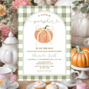 Invitation Une petite citrouille est en route pour la fête de