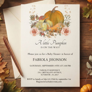 Invitation Une petite citrouille est la façon dont la baby sh