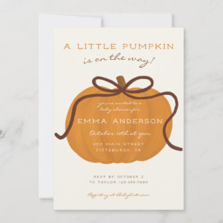 Invitation Une petite citrouille mignonne est en route Baby S