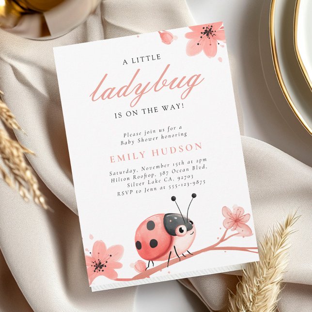 Invitation Une Petite coccinelle Sur Le Chemin Du Baby shower (Créateur téléchargé)