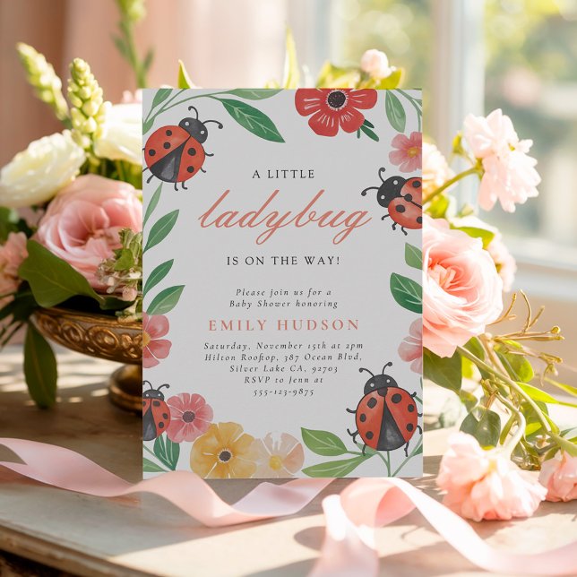 Invitation Une Petite coccinelle Sur Le Chemin Du Baby shower (Créateur téléchargé)