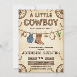 Invitation Une petite cow-boy arrive Baby Shower 
