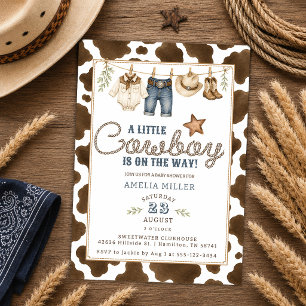 Invitation Une petite cow-boy arrive Baby Shower