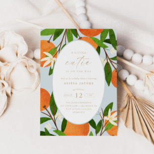 Invitation Une petite croûte   Baby shower moderne bleu neutr