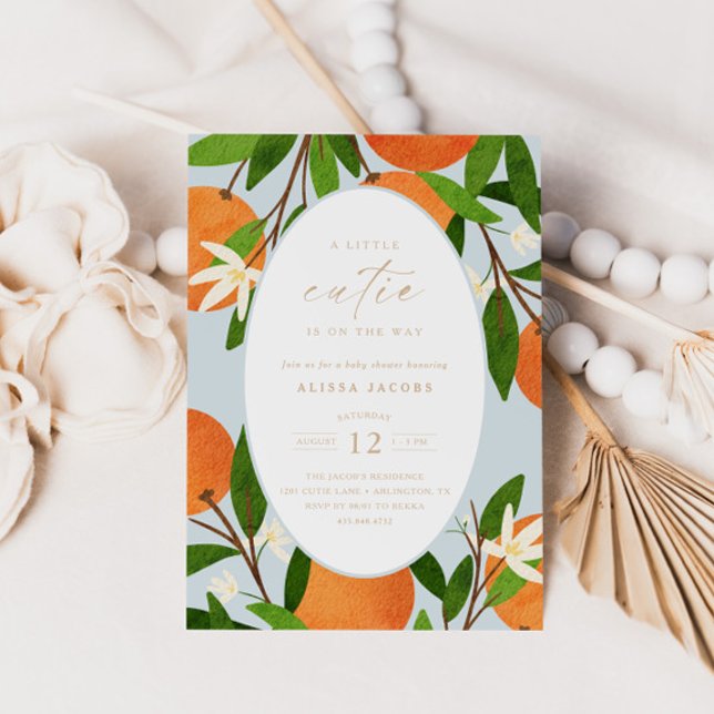 Invitation Une petite croûte | Baby shower moderne bleu neutr (Créateur téléchargé)