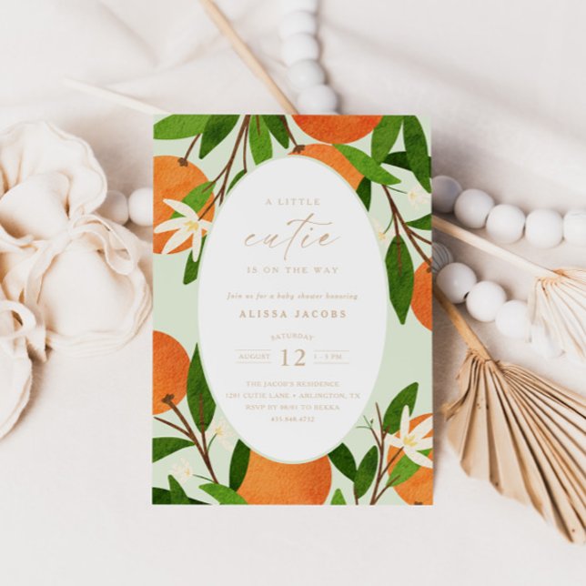 Invitation Une petite croûte | Baby shower moderne vert neutr (Créateur téléchargé)